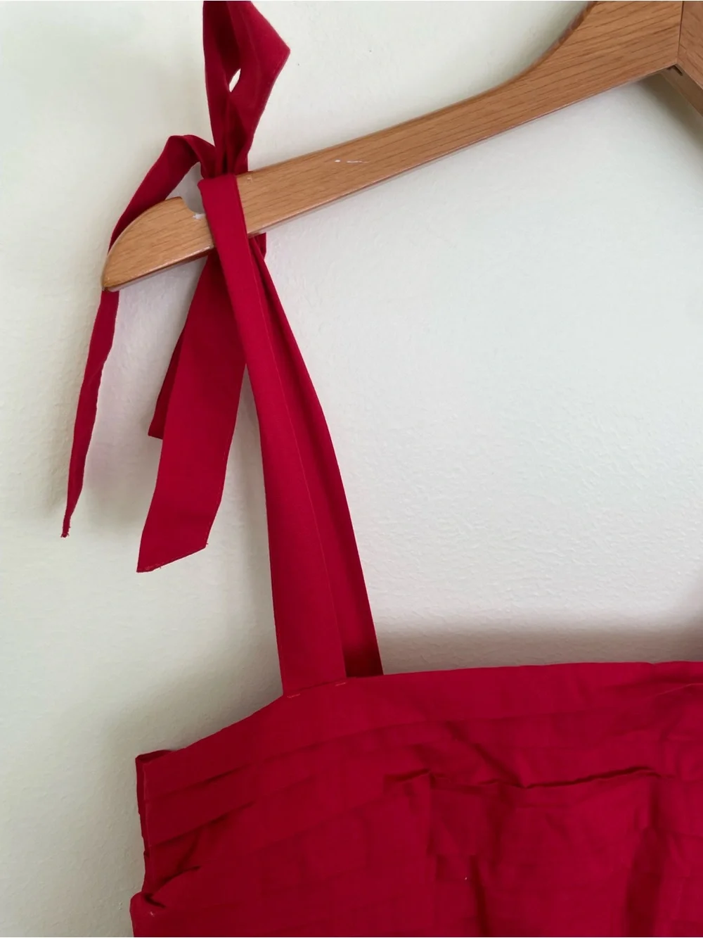 Abercrombie & Fitch Emerson Tie Strap Maxi Dress Red Salsa L Large Cotton Blend